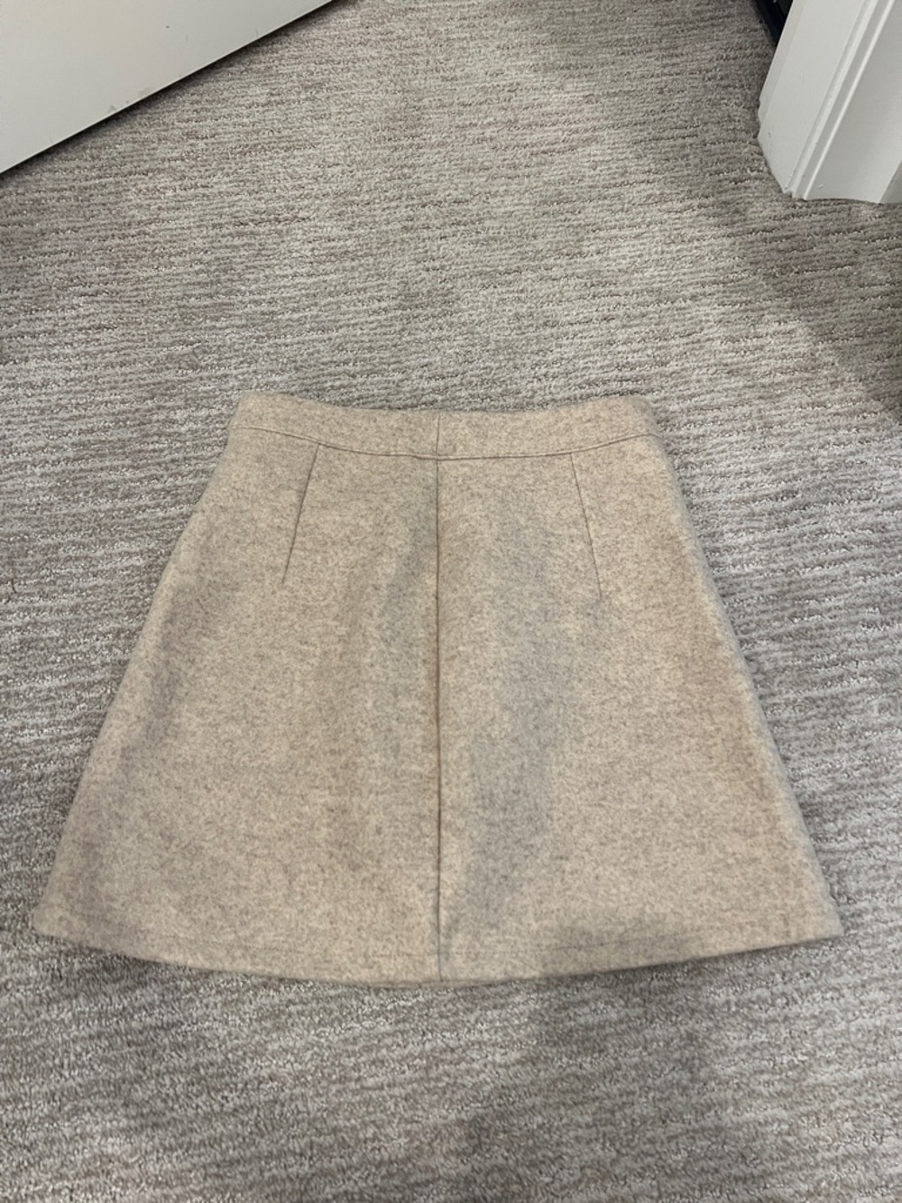 Wool-Blend A-Line Skirt in Light Taupe